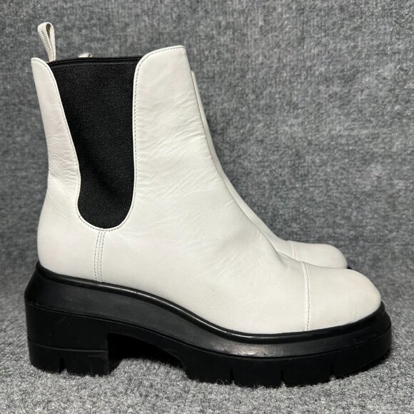 Stuart Weitzman Shoes - Stuart Weitzman Boots Womens 5C Norah Chelsea Booties White Leather Lug Sole